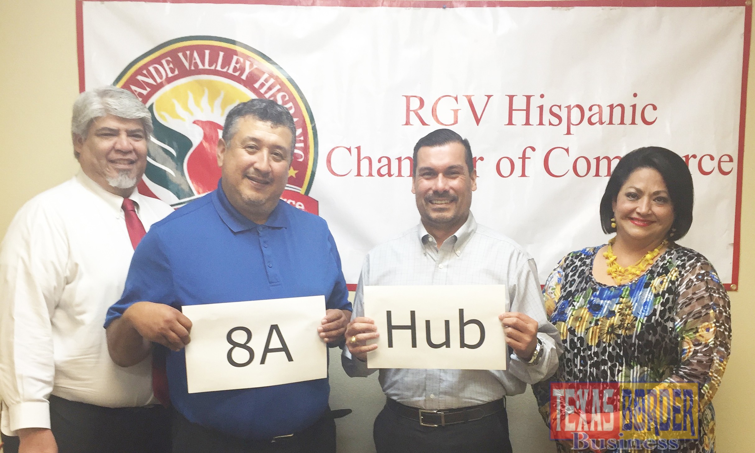 Shown meeting to discuss the 2 workshops are left to right:  Hector Landez, PTAC Director; Gilbert Solis, SBA; Orlando Castaneda, PTAC and Cynthia M. Sakulenzki, RGVHCC.