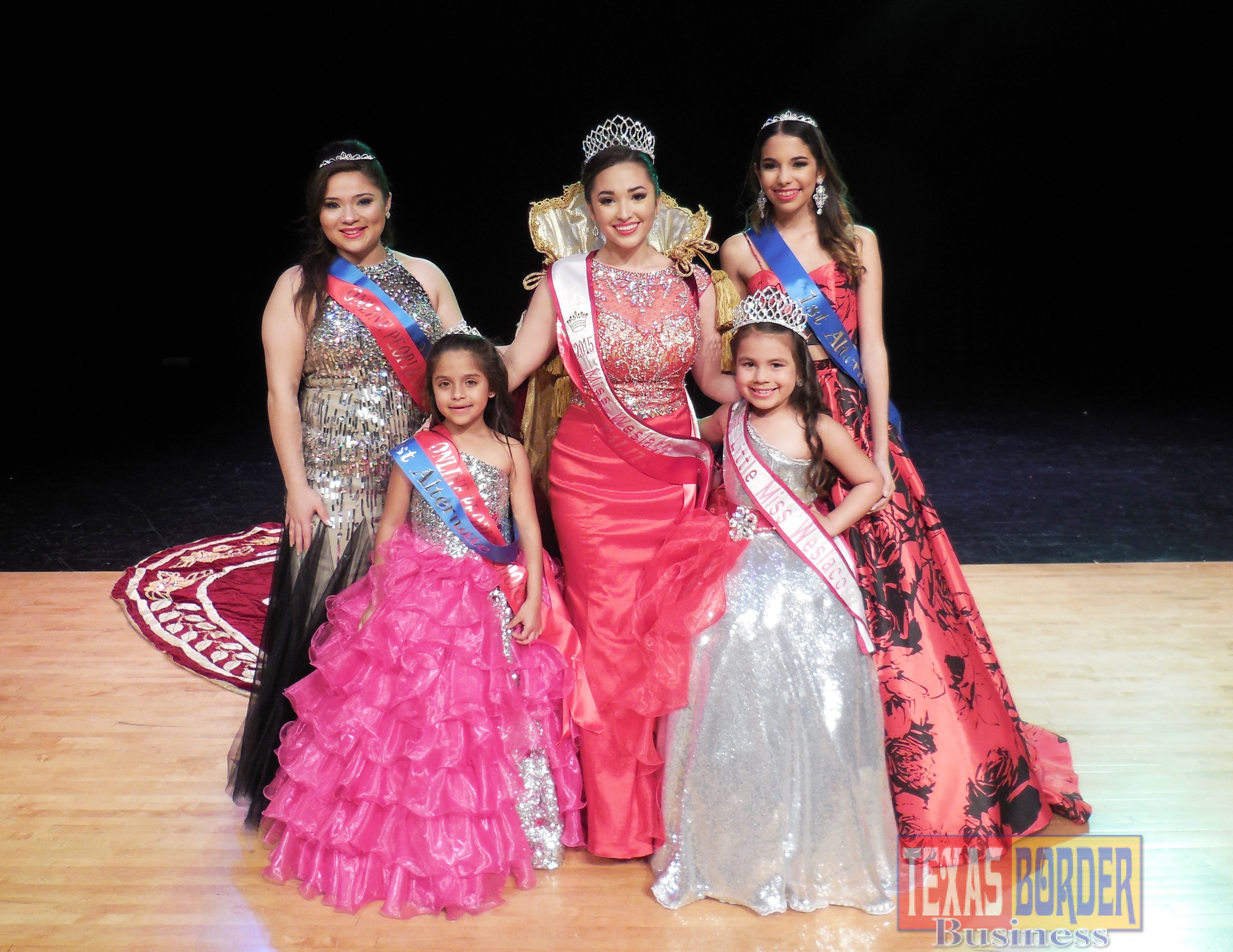 Pictured: (L-R) The 2015 Miss Onion Fest and Miss Weslaco courts.  This year’s pageants will be held on February 20 at the Weslaco ISD Performing Arts Center.